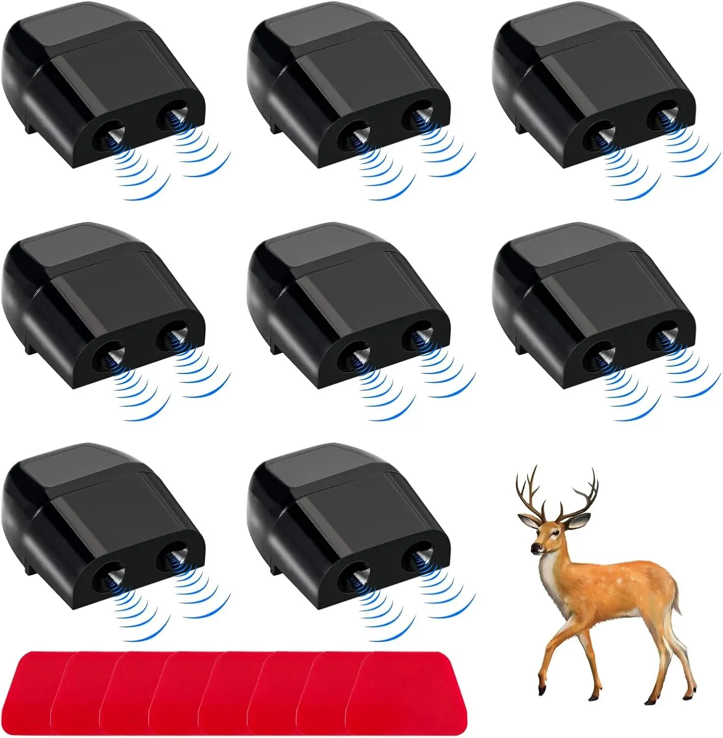 8 PCS Deer Whistles for Car Save a Deer Warning Device Universal Deer Horn with Rubber Pads to Avoid Collision Animal Alert Motorcycle Car Accessories Black
