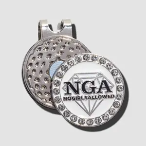 NoGirlsAllowed Frosted Crystal Diamond Ball Marker & Hat Clip Durable Metal Construction with Magnetic Clip for Secure Hold