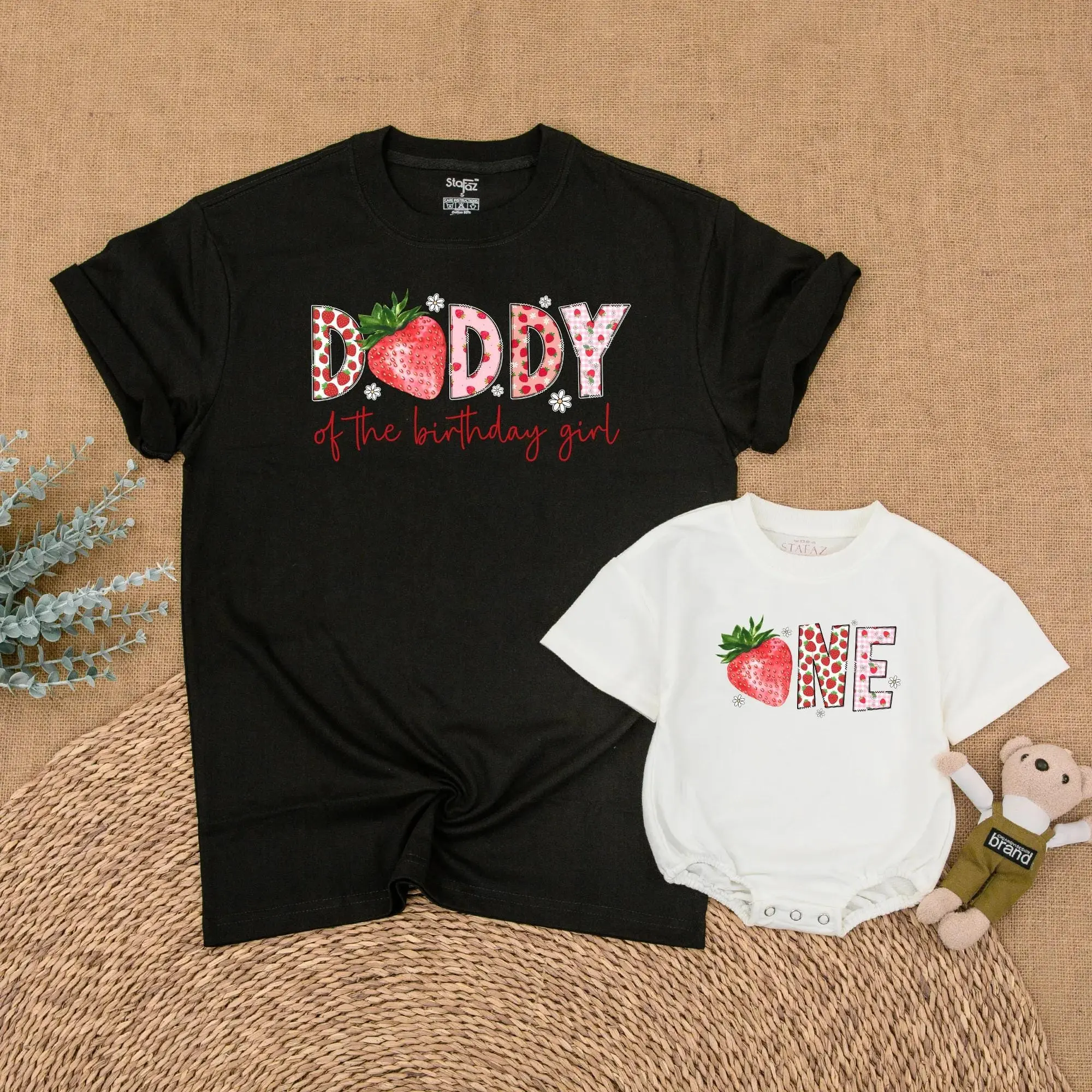 STAFAZ Strawberry Family Birthday Shirt, Berry First Birthday Matching Shirt, Girl First Birthday Shirt, Strawberry Birthday Outfit, Mommy and Me