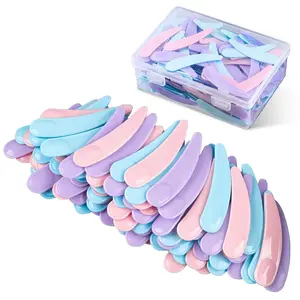 200pcs Mini Spatula for Cosmetics, Bulk Disposable Makeup Spatulas Mini Plastic Makeup Scoop Spatulas for Cosmetic Mixing and Sampling (Multi Colored with Storage Box)