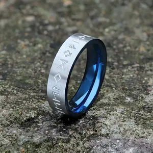 GTHIC Norse Runes Stainless Steel Viking Ring for Birthday Father's Day Gift Size 7-13