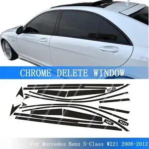 Glossy Black PVC Car Window Decorative Strip Sticker for Mercedes Benz S-Class W221 2008-2012 sedan Exterior Protection Accessory Vehicle Exterior Decoration