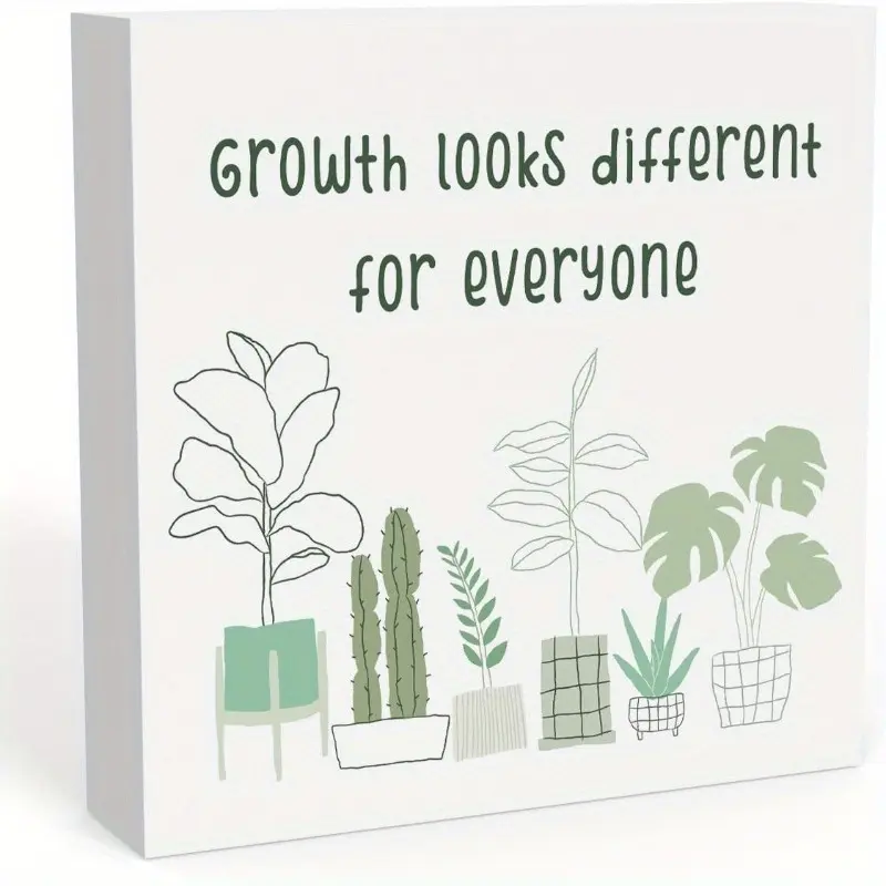 Growth Looks Different for Everyone Decor Home Office Decor Inspirational Desk Decor Motivational Therapy Office Decor Mental Gifts for Therapists Mental Health Decor Counseling Office Decor Decorative Plaque 5 x 5 inches