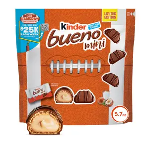Kinder Bueno Mini Milk Chocolate Bars with Hazelnut Filling, Chocolate Candy Bars for Game Day, Football Party Supplies, Snacks for Adults, 5.7 oz