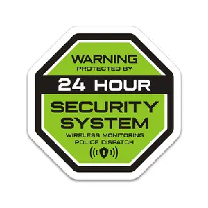 24 Hour Security System Alarm Sticker V3 GREEN, Anti-Theft Vinyl Warning Decal for Windows, Car, Home, Garage KA8
