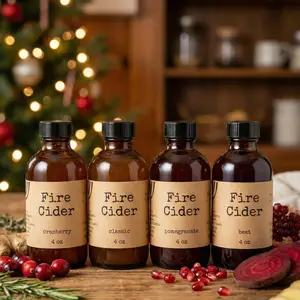 SAMPLE SET FireCider Infused Apple Cider Vinegar 4 Pack - 4 oz Handcrafted with Organic Ingredients for Authentic Flavor 4 Flavors Pomegranate Classic Beet Cranberry Ethical Raw Ingredients