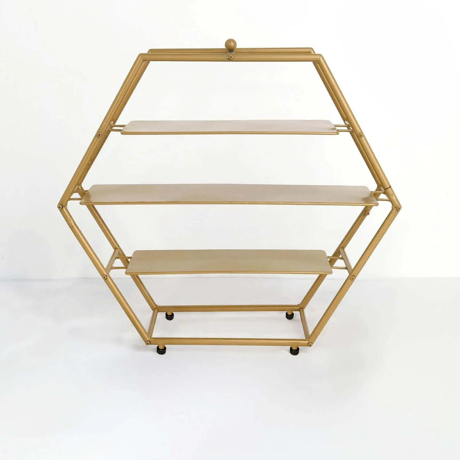 Matte Gold 3-Tier Metal Hexagon Cupcake Stand - 21in Durable Contemporary Metal Cake Stands for Party, Wedding Dessert & Appetizer Display