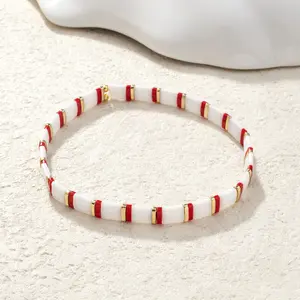 KELITCH Tila Beads Stretch Bracelets Colorful Friendship Bracelets Stackable Jewelry Bangles