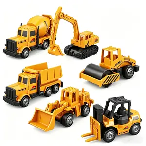 6-Piece Die-Cast Construction Toys Set, Mini Excavator & Engineering Truck Models, Ideal Gift for Boys Ages 3-6, Toddler Birthday Party Present