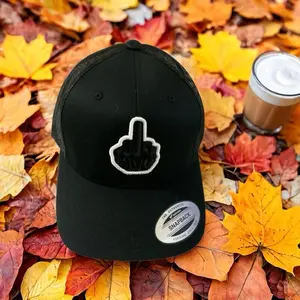 3D Dedo Medio Trucker Hat with Snapback Closure, Back Kapz Logo, Black Color, No Pockets