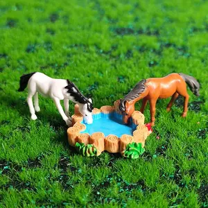 Fairy Garden Accessories Miniature Garden Bridge Miniature Wooden Pile Pool Miniature Pond Lawn Garden Decorative Sculpture For DIY Craft Garden Decoration