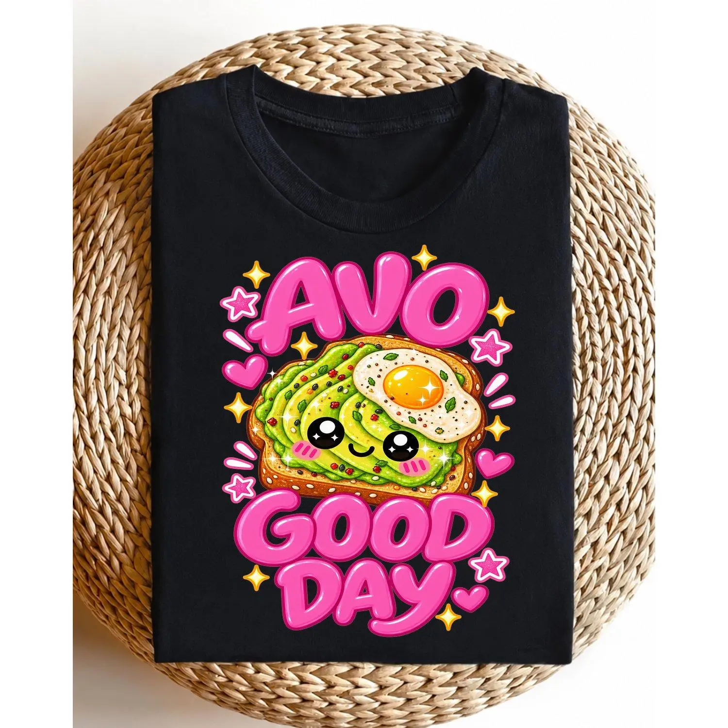 Avo Good Day Avocado Toast Food Pun Graphic Short Sleeve Tee for Men Cute Kawaii Avocado Toast Inspired Mens T Shirt Top