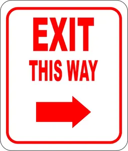 Exit This Way - Right Arrow Sign - Direction for Exit Sign, Aluminum Signs For Business - Bar Signage, Coffee Shop - Retail Store Signage - Indoor Outdoor Aluminum Signs -
