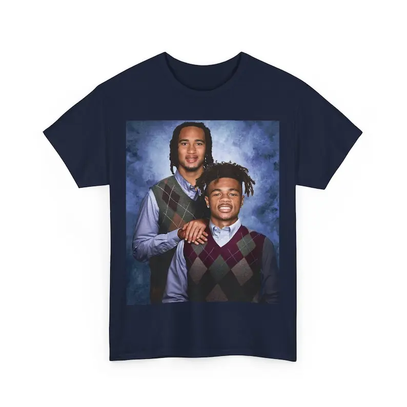 Unisex Graphic T-Shirt, Funny C.J. Stroud & Nico Collins Step Brothers Parody, Cute 100% Cotton Football Fan Top, Classic Fit, Fabric, Preppy, Do Not Dry Clean, Funny Unisex Football Fan Top, Sports, M, Runs True To Size, Fitted, Halloween, New Year, Pull