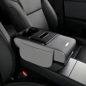 4-in-1 Car Armrest Pillow - Leather Storage Cover with Tissue Box