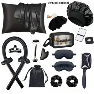 No Heat Hair Curler Set, Silk Rollers for Overnight Sleeping Curls, Styling Kit with Clips, Massager, Storage Bag, Hat, Perfect Holiday Gift, Heatless Curling Set