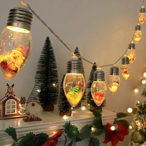 Christmas Lights Indoor Decorations 6.56 Ft 10 LED Snow Globe String Lights Battery Powered with Cute Ornaments for Tree Bedroom Garden Party Decorations