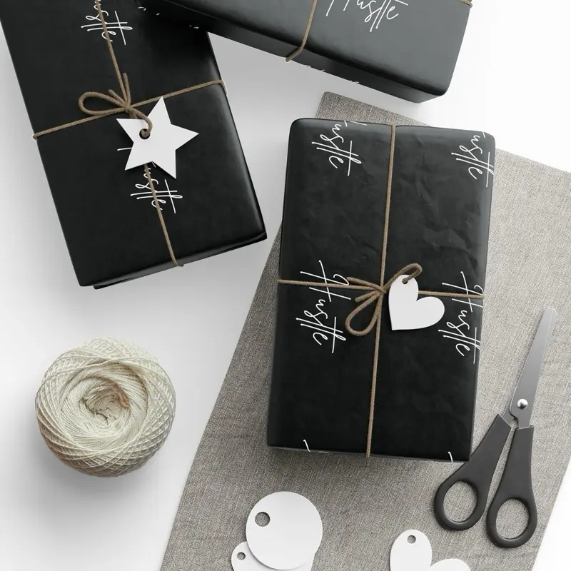 DippedWicks Hustle Gift Wrap – Luxury Black Wrapping Paper, Premium Candle Gift Wrap for Small Gifts, Holidays & Birthdays Decor Ornaments