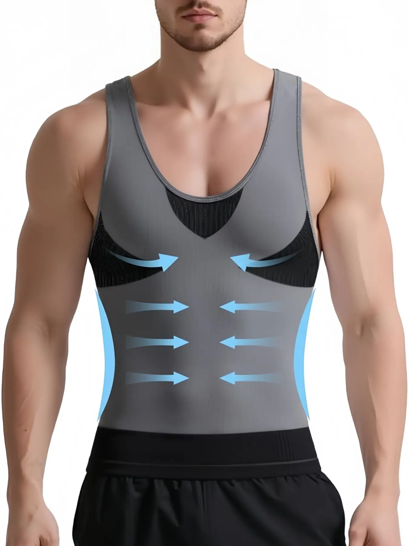 1 Count Solid Color Plain Compression Shirt, Men Shapewear Slimming Body Shaper Vest, Tank Top Undershirt, Seamless Corset, Tight-Fitting Underwear, Tummy Control Shaperwear Tops, Waist Trainer, Suitable For Daily Or Party