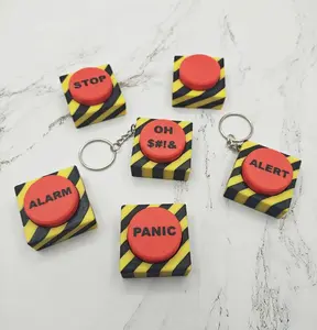 Panic Button Keychains | 3D Printed Big Red Button Keychain | Funny Sensory Fidget Toy | Stress Relief Keychain | Novelty Gag Gift | Panic Switch Fidget Key Charm | Fun Gift for Him Her