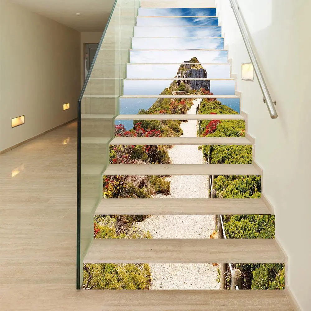 Stair Sticker, 13pcs/set Waterproof Removable Wall Sticker, Self-adhesive Stair Sticker, Decorative Sticker for Home Living Room Bedroom