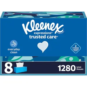 Kleenex Expressions Trusted Care Facial Tissues, 8 Flat Boxes, 160 Tissues per Box, 2-Ply (1,280 Total Tissues), Packaging May Vary Kimberly-Clark Corp.