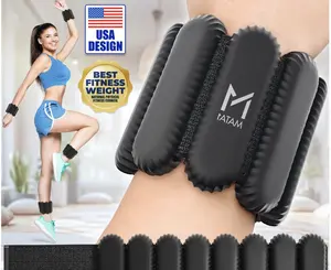 Ankle & Wrist Weights for Men & Women, Adjustable Weighted Workout Bands, 1 Pair, 1 lb Each, Black