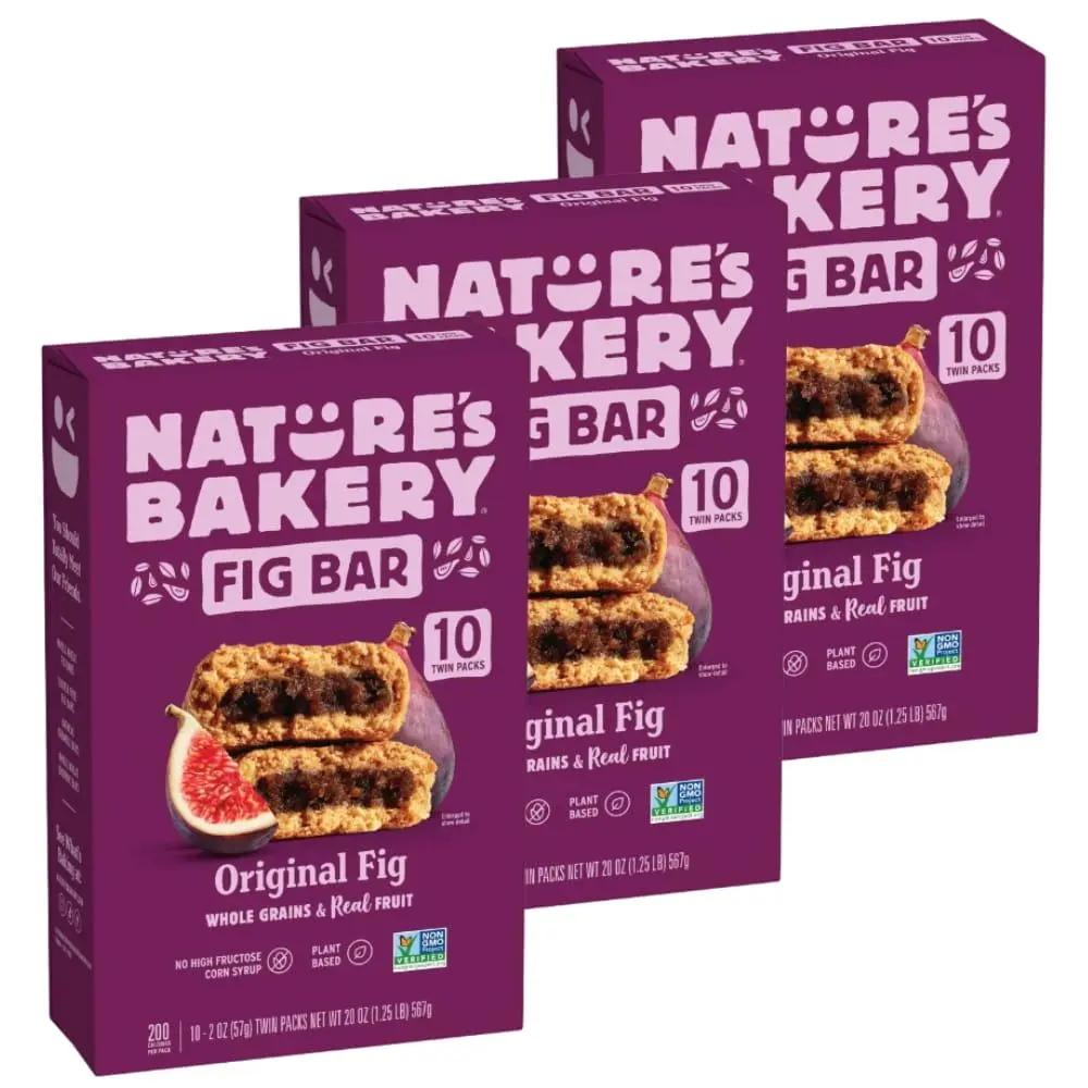Nature's Bakery Original Fig Bars Kosher Soft Baked 10 Twin Packs, 20 oz - 3 Pack