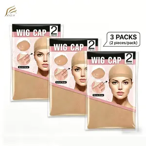 Skinlike HD Wig Cap, 6 Pieces-3packs Invisible and Sheer Breathable Ultra-thin Stretchy Stocking Caps for Wig Tan Wig Cap for Women, Stretchy Nylon WigCap Beige
