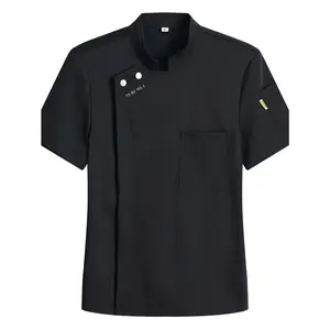 1pc Unisex Chef Uniform Jacket - Short Sleeve, Solid Color (Black/White/Gray), Machine Washable - Ideal for Restaurants, Hotels, Bakeries, and Cooking Schools, Restaurant Uniform Jacket | Professional Uniform Jacket | Durable Fabric Jacket