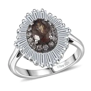 Color Change Garnet and Moissanite 3.35 ctw Starburst Elegance Ring in Rhodium Over Sterling Silver Size 5 Christmas Gifts