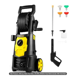 Electric Pressure Washer, 2000 PSI, Max. 1.76 GPM Power Washer with 30 ft Hose, 5 Quick Connect Nozzles, Foam Cannon, Portable to Clean Patios, Cars, Fences, Driveways, ETL Listed