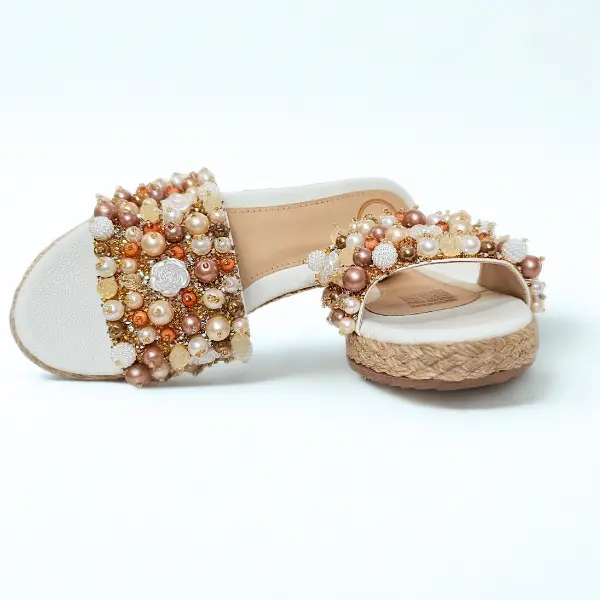 VICO Handmade Sandals from Colombia - 2.5 cm Heel - Pearl Embellished - Perfect for Any Occasion - Girl Summer Women's Shoes - Elegant & Casual Footwear