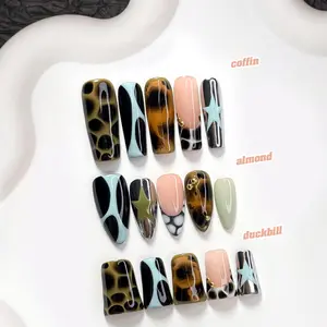 CuraTique Summer Collection | Tortoise Star | 10-Piece Set  100% Handmade Nail Stickers, 3D Gel Nails, Reusable Nail Decorations | 2026 SpringNails | Holiday | The Perfect Nail Art for Vacations | Birthday Parties&Gift-Giving