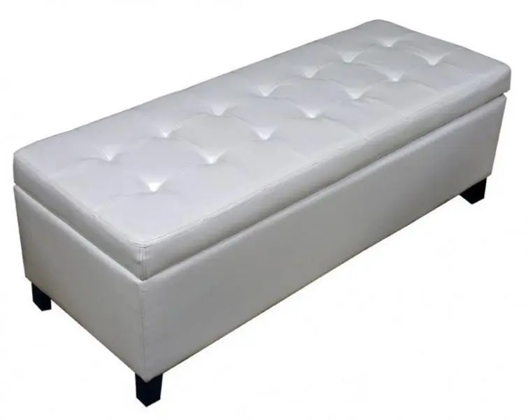 Warehouse of Tiffany WT-W7077 MANY WHITE Tuffed White Storage Bench