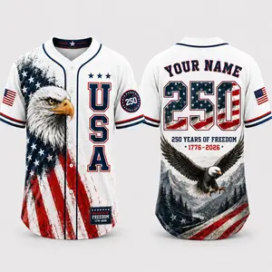 Personalized USA 250th Anniversary Baseball Jersey, Custom Name Baseball Shirt, Patriotic Eagle 1776-2026 Jersey, 4th of July Freedom Gift