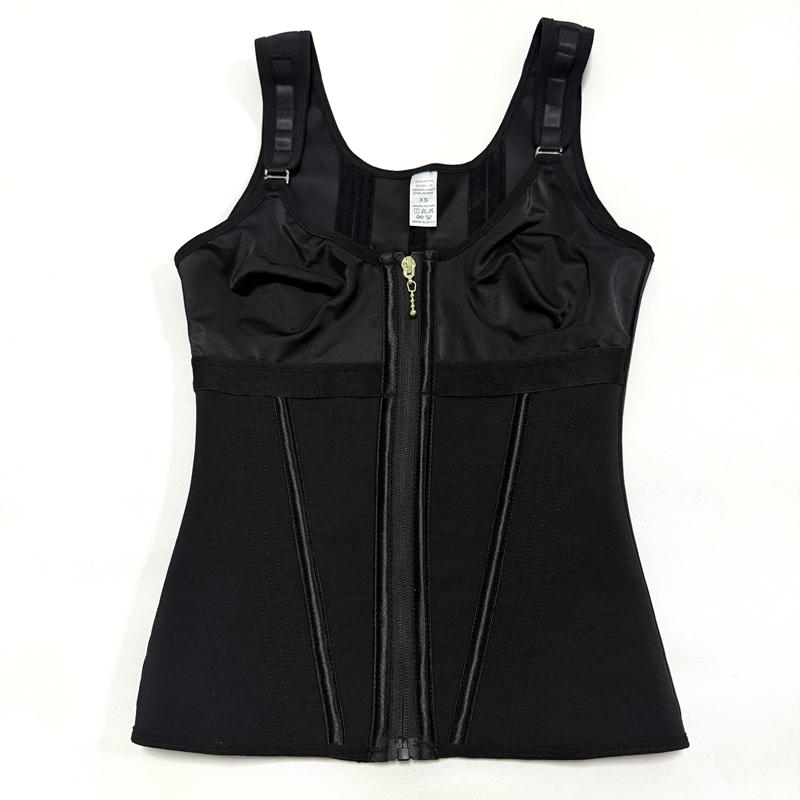 Shapewear Women Colombian Fajas Waist Trainer Tummy Control Vest Body Shaper 17 Steel Bones 3-Row Hooks Zipper Adjustable Strap