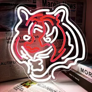 Football Neon Sign for Wall Decor Bengal Tiger Football Neon Light for Man Cave Birthday Gifts for Rugby Fans with Rugby Team LED Sign for Club Garage Gamer Room Bar