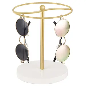 Sunglasses Organizer Glasses Holder Stand Sunglass Storage Display Eyeglasses Rack for up to 12 Pairs of Eyewear Glasses for Table Dresser Desk Countertop Bedroom, Set of 1, Gold