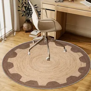 1 pcs brown color round rug, soft polyester, machine washable, faux cashmere material, soft and comfortable, suitable for indoor carpet, living room, bedroom, dining table entrance, home decoration, office chair mat rug
