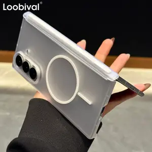 Fin for Magsafe Matte Transparent Ultra Thin Magnetic Case For Samsung Galaxy Z Fold7 Fold 4 5 6 Zfold7 with Hinged Shockproof Cover