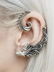 Vintage Wolf Design Full Ear Cuff, Fashionable Statement Earrings for Women & Men, Trendy All-match & Exquisite Casual Trendy Jewelry for Birthday Gift