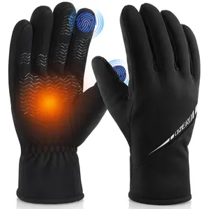 OZERO Winter Thermal Fleece Gloves for Men Women Touchscreen Water Resistant Black Small Medium Large X Large Polyester Shell Nylon Lining TPU Silicone Palm