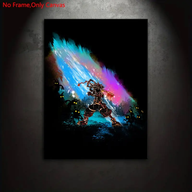1 piece Frameless canvas print poster, Unframed art print, Unframed Wall Art, classic illustration art, Kingdom Hearts Sora, the gift for video game lovers, ideal for home decor, Modern home decor, Artistic Indoor Decoration