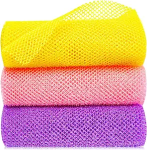 3 Pcs African Exfoliating Net Sponge African Bath Sponge Scrubbing Rag Net African Wash Shower Long Net Body Scrubber