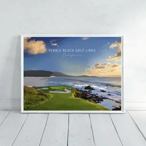 Pebble Beach 7th Hole Signature Map Print – Poster & Canvas Golf Wall Art
