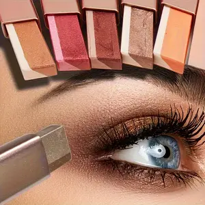 5pcs Two-Tone Pearl Eyeshadow Sticks - Waterproof, Sweatproof, No Smudge, Long-Lasting - Vibrant Coral & Nude Colors - Perfect for Dramatic Eye Makeup, Going Out Essentials | Vibrant Eye Makeup | Smooth Application | Glitter Eyeshadows