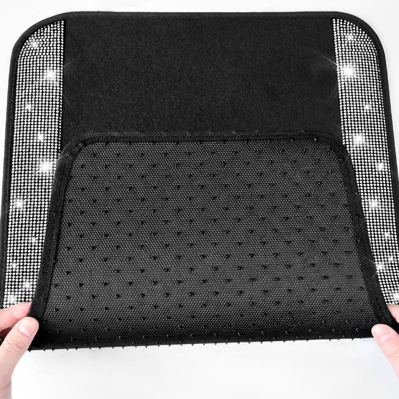 CAR PASS Bling Diamond Car Floor Mats,Shining Rhinestone Carpet Sparkly Glitter Anti-Slip Waterproof Universal Fit SUV,Sedan,Van,Cute Girl Women,4pcs