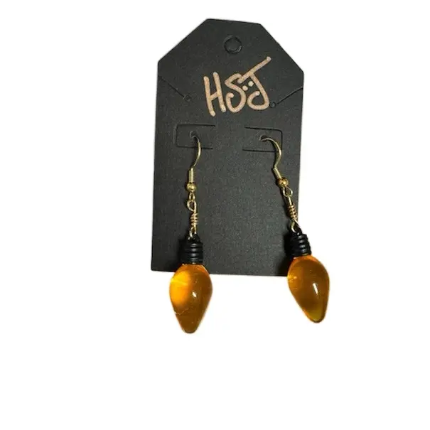 Yellow Christmas Lightbulb Earrings