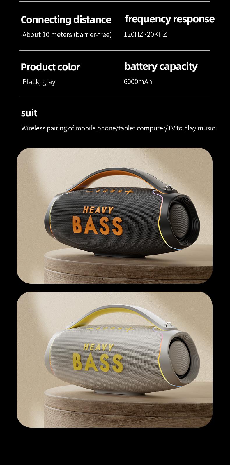 Giant Portable Bluetooth Speaker with Shoulder Strap, Super Loud Heavy Bass Party Speaker, Waterproof Outdoor Sound System with RGB Lights, 48cm Extra Large Wireless Speaker for Camping/Beach Audio Smartphone